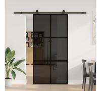 vidaXL Puerta corredera set herrajes vidrio templado aluminio
