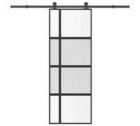 vidaXL Puerta corredera set herrajes vidrio templado aluminio 76x205cm