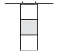 vidaXL Puerta corredera set herrajes vidrio templado aluminio 76x205cm