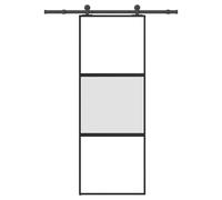 vidaXL Puerta corredera set herrajes vidrio templado aluminio 76x205cm