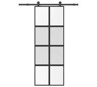 vidaXL Puerta corredera set herrajes vidrio templado aluminio 76x205cm