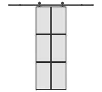vidaXL Puerta corredera set herrajes vidrio templado aluminio 76x205cm