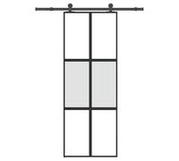 vidaXL Puerta corredera Set de herrajes Vidrio templado Aluminio 76x205 cm Interior