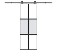 vidaXL Puerta corredera set herrajes vidrio templado aluminio 76x205cm