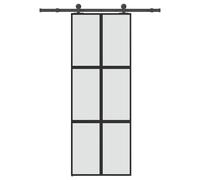 vidaXL Puerta corredera set herrajes vidrio templado aluminio 76x205cm