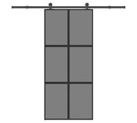 vidaXL Puerta corredera set herrajes vidrio templado aluminio 90x205cm