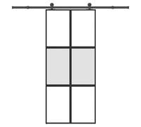 vidaXL Puerta corredera set herrajes vidrio templado aluminio 90x205cm