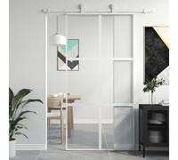 vidaXL Puerta corredera vidrio templado y aluminio blanca 102,5x205 cm
