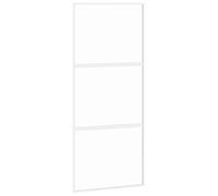 vidaXL Puerta corredera vidrio templado y aluminio, panel de privacidad, blanca 90x205 cm