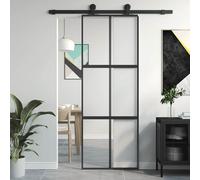 vidaXL Puerta corredera de vidrio ESG transparente y aluminio – Dorado, Dorado y mate, Blanco