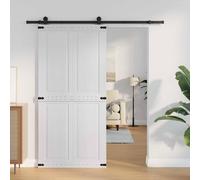 vidaXL Puerta corrediza Corona Pino macizo 100 x 210 cm estilo rústico, ahorra espacio Blanco