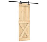 vidaXL Puerta corrediza natural y negra, 70 x 210 cm, madera de pino maciza, elegante divisor de salón, puerta corredera rectangular de madera de pino, panel elegante y útil para interiores