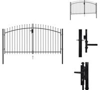vidaXL Puerta de doble hoja con puntas de lanza de acero, 3 x 1,5 m, color - Puertas para jardín