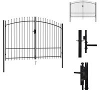 vidaXL Puerta de doble hoja con puntas de lanza de acero, 3 x 2 metros, color - Puertas para jardín