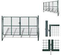 vidaXL Puerta de doble hoja para valla, acero con revestimiento de polvo - Puertas para jardín