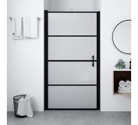 vidaXL Puerta de ducha de vidrio templado esmerilado negra 100x178 cm