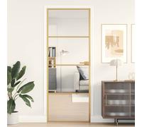 vidaXL Puerta de interior dorada vidrio templado y aluminio 76x201,5cm