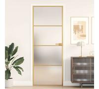 vidaXL Puerta de interior dorada vidrio templado y aluminio 76x201,5cm