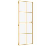 vidaXL Puerta de interior de panel dorada Vidrio templado y aluminio 76 x 201,5 cm