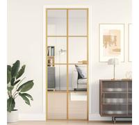 vidaXL Puerta de interior dorada vidrio templado y aluminio 76x201,5cm