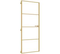 vidaXL Puerta de interior panel decorativa 83x201,5 cm vidrio templado y aluminio dorada