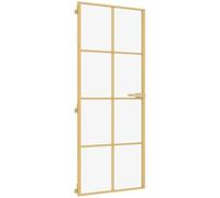 vidaXL Puerta de interior panel decorativo – Vidrio templado y aluminio – Dorado/Negro, transparente/mate