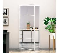 vidaXL Puerta de Interior Vidrio Templado y Aluminio Blanco 93x201,5cm, Puerta, Puerta Interior, Puerta Interior acristalada, Puerta de Cristal