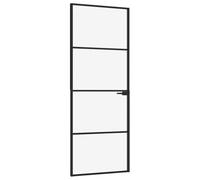 vidaXL Puerta de Interior Vidrio Templado y Aluminio Negro 76x201,5 cm, Puerta, Puerta Interior, Puerta Interior acristalada, Puerta de Cristal