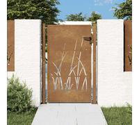 vidaXL Puerta de jardín 100x125 cm de acero corten con diseño de hierba