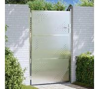 vidaXL Puerta de jardín 85 x 120 cm Acero inoxidable Con cerradura