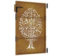vidaXL Puerta de jardín Acero corten diseño árbol 85x150 cm, Puerta de Metal, Puerta Delantera de jardín, Puerta de jardín con Cerradura