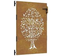 vidaXL Puerta de jardín Acero corten diseño árbol 85x150 cm, Puerta de Metal, Puerta Delantera de jardín, Puerta de jardín con Cerradura