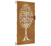 vidaXL Puerta de jardín Acero corten diseño árbol 85x175 cm, Puerta de Metal, Puerta Delantera de jardín, Puerta de jardín con Cerradura