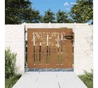 vidaXL Puerta de jardín acero corten diseño bambú 85x75 cm
