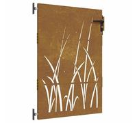vidaXL Puerta de jardín Acero corten diseño Hierba 85x150 cm, Puerta de Metal, Puerta Delantera de jardín, Puerta de jardín con Cerradura