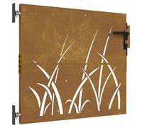 vidaXL Puerta de jardín Acero corten diseño Hierba 85x75 cm, Puerta de Metal, Puerta Delantera de jardín, Puerta de jardín con Cerradura