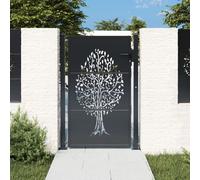 vidaXL Puerta de jardín acero gris antracita diseño árbol 100x125 cm