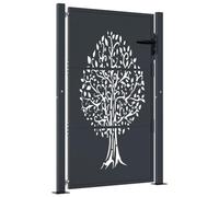 vidaXL Puerta de jardín Acero Gris Antracita diseño árbol 100x125 cm, Puerta de Valla, Puerta de Exterior, Puerta de Metal, Puerta de Seguridad