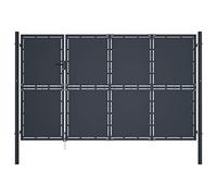 vidaXL Puerta de Jardín Cancel de Valla Verja Patio Entrada Exterior Cerca con Cerradura Robusta Estable y Duradera de Acero Gris Antracita 350x150 cm