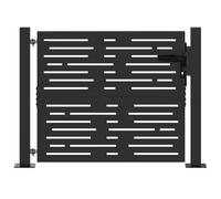 vidaXL Puerta de jardín con Cerradura Negro 110 x 105 cm, Puerta de jardín Elegante, decoración Moderna al Aire Libre, Barrera de Metal Duradera para Entrada Segura