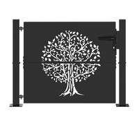 vidaXL Puerta de jardín con Cerradura Negro 110 x 105 cm, Puerta de Jardín, Estilo Rectangular, Solución Moderna, Barrera Duradera, Entrada de Metal a Prueba de Óxido