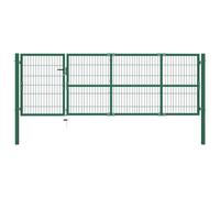 vidaXL Puerta de jardín con postes 350x100 cm acero verde