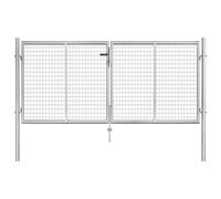 vidaXL Puerta de jardín de acero galvanizado 306x100 cm color plata