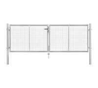 vidaXL Puerta de jardín de acero galvanizado 306x75 cm color plata