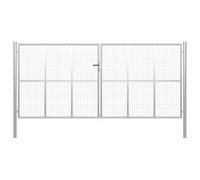 vidaXL Puerta de jardín de acero galvanizado 400 x 200 cm color plata