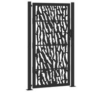 vidaXL Puerta de jardín de diseño con Carril de Acero Negro 100x175 cm, Puerta de Cerca, Puerta Exterior, Puerta de Metal, Puerta de Seguridad