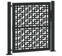 vidaXL Puerta de jardín diseño en Cruz de Acero Negra 100x100 cm, Puerta de Cerca, Puerta Exterior, Puerta de Metal, Puerta de Seguridad