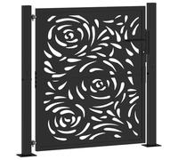 vidaXL Puerta de jardín diseño Llama Acero Negro 100x100 cm, Puerta de Cerca, Puerta Exterior, Puerta de Metal, Puerta de Seguridad, Puerta de Entrada