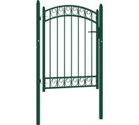 vidaXL Puerta de jardín EMMEN con arco, acero, 100 x 98,5 cm, color verde