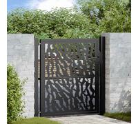 vidaXL Puerta de jardín Negra con diseño de Carril de Acero 100x100 cm, Puerta de Cerca, Puerta Exterior, Puerta de Metal, Puerta de Seguridad